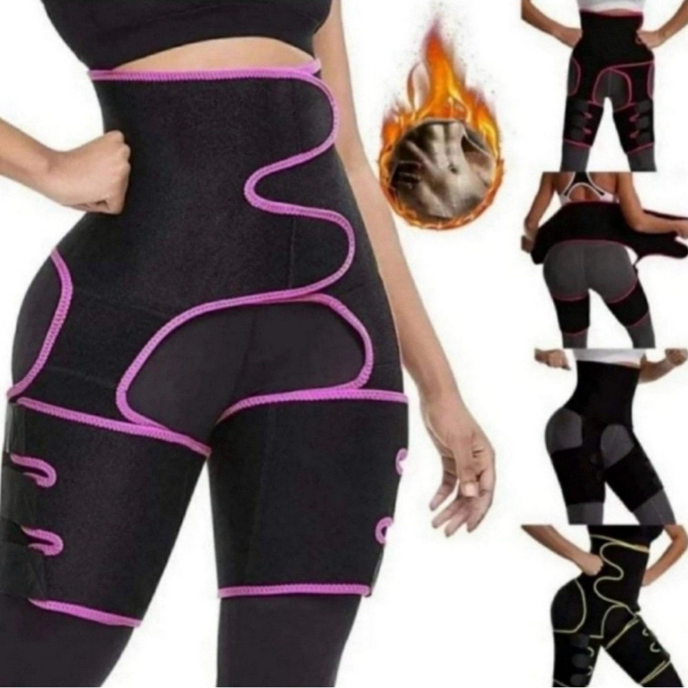 High-Waist Thigh Shaper with Pink Trim